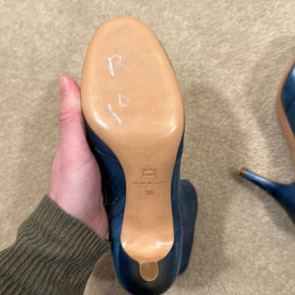 Barney’s New York Made in Italy Leather Blue Heeled Ankle Women Bootie Size 36 - Picture 7 of 8